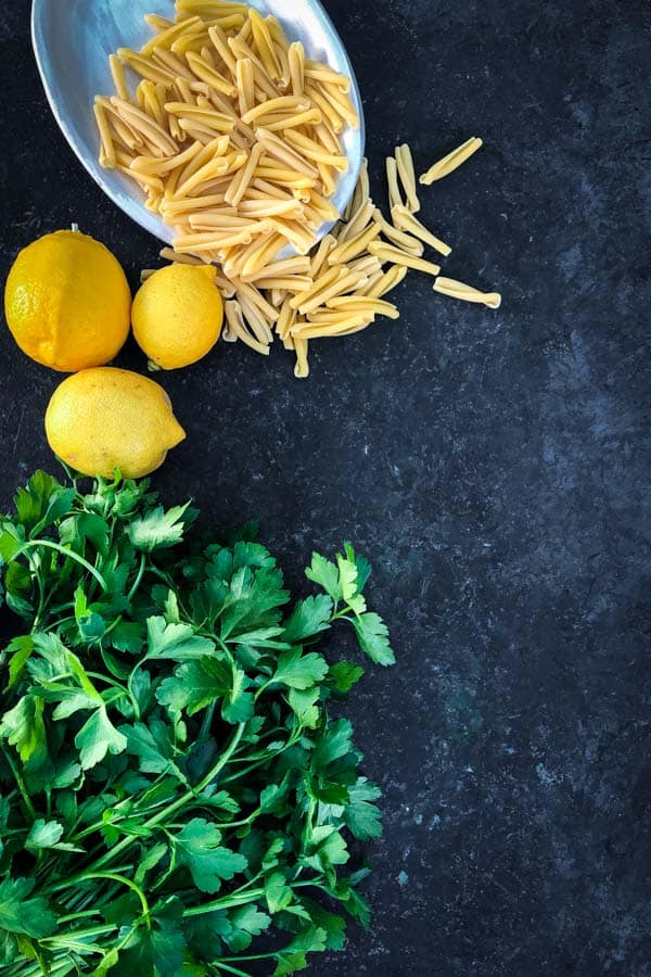 Pastam flat leaf parsley and lemon