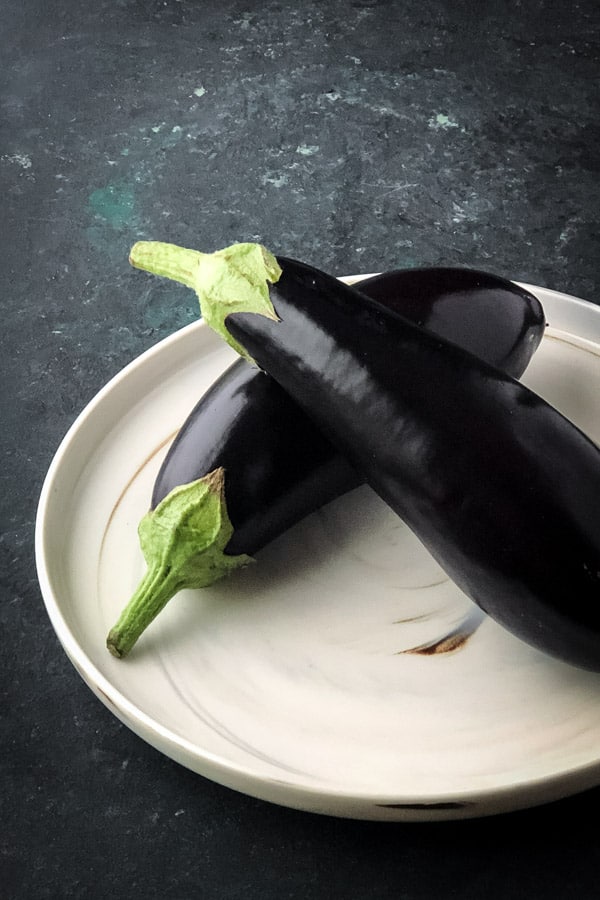 Eggplant Aubergine White Marble Plate