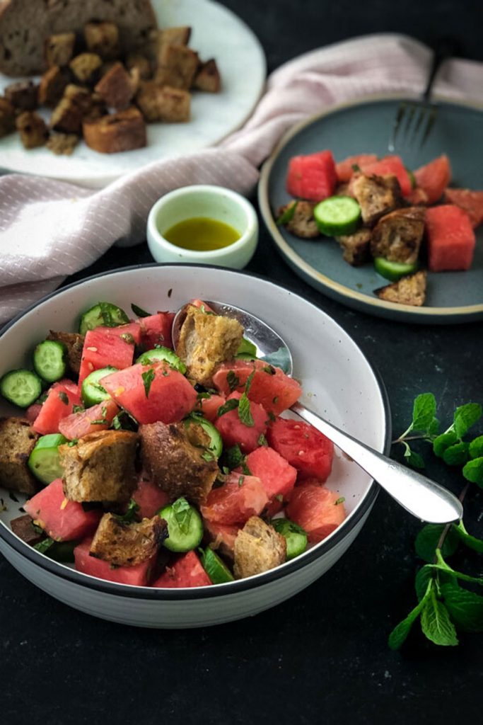 Ruby Grapefruit, Watermelon Panzanella Salad