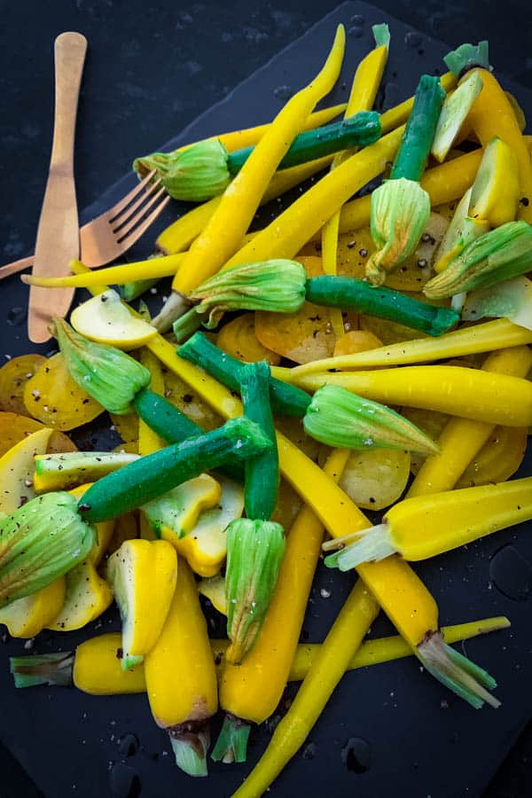 Zucchini Flower Salad with Golden Beets