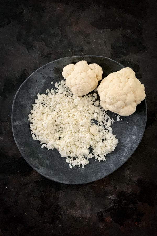 Cauliflower rice and cauliflower florets