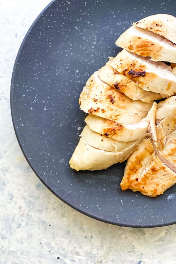 Pan seared chicken breast sliced