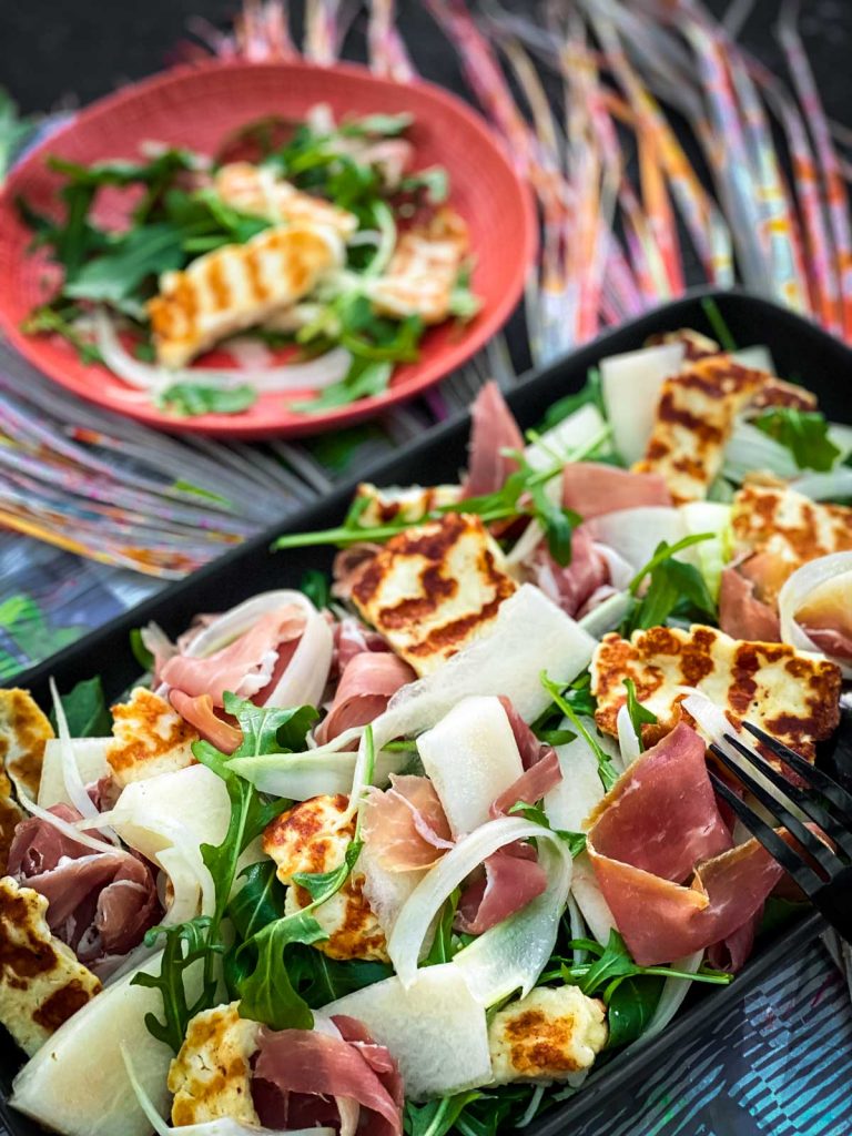 Canary Melon Salad with Halloumi