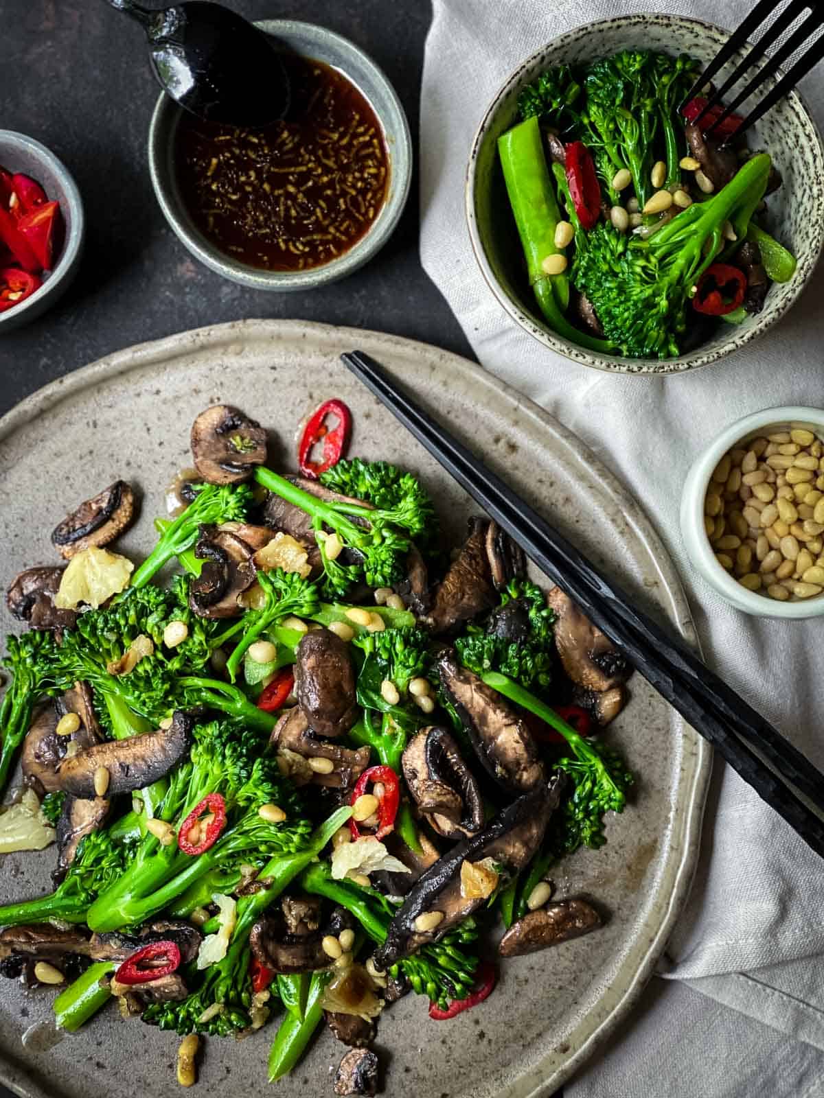 Broccolini Salad with Mushrooms