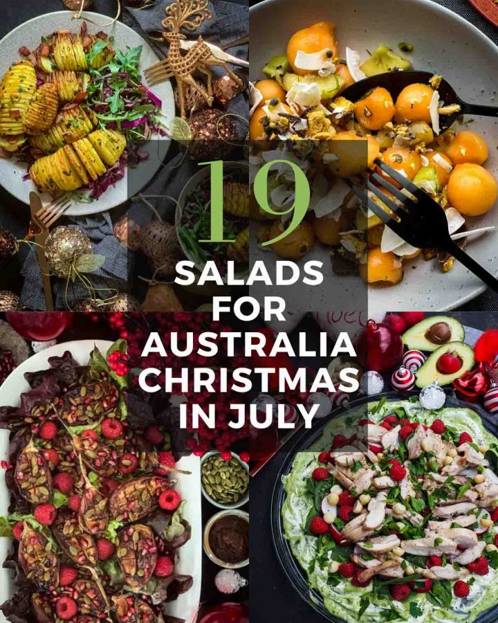 Collage of 4 photos for Salads for Australia Christmas in July