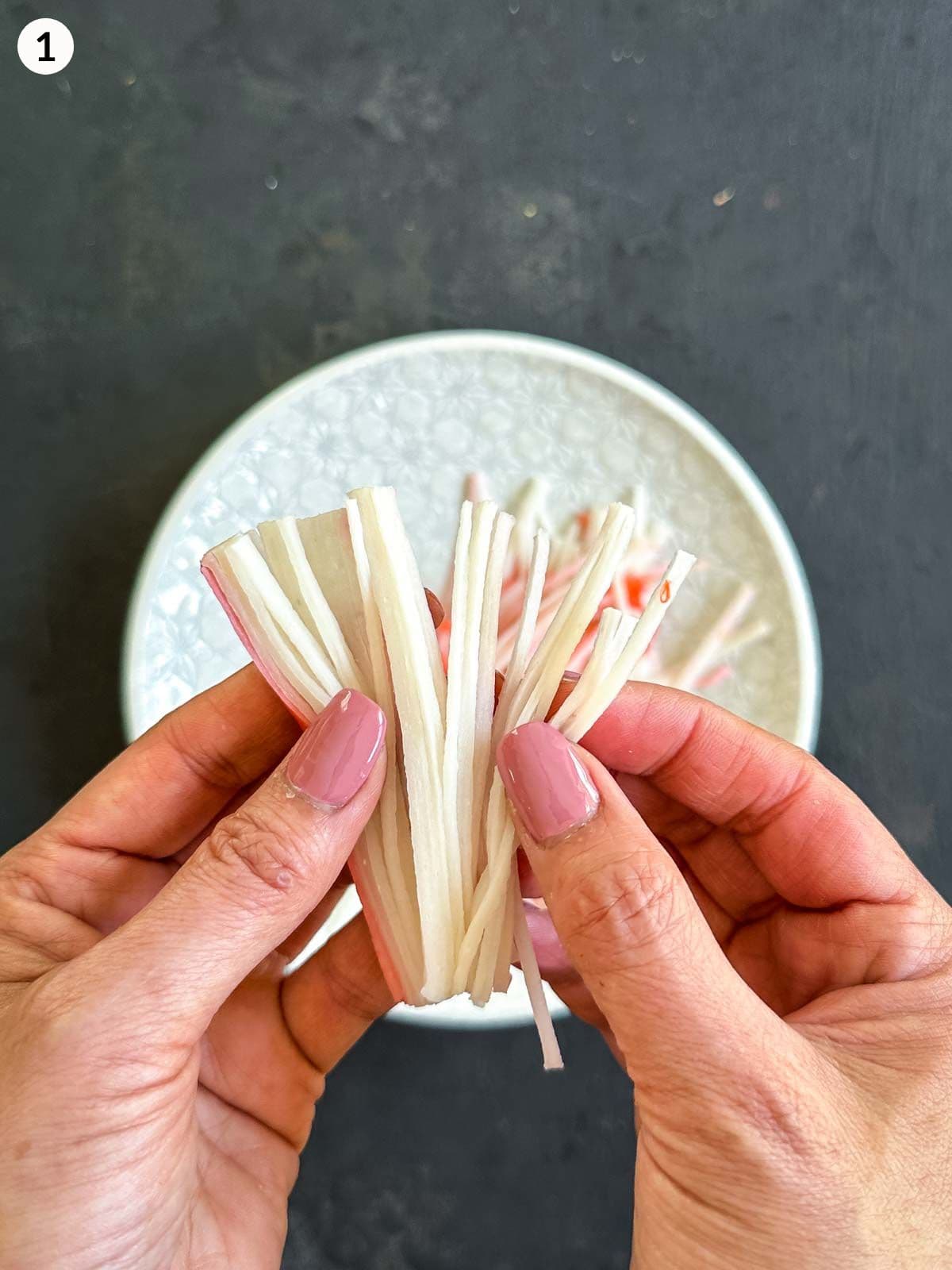 Separating crab stick strands