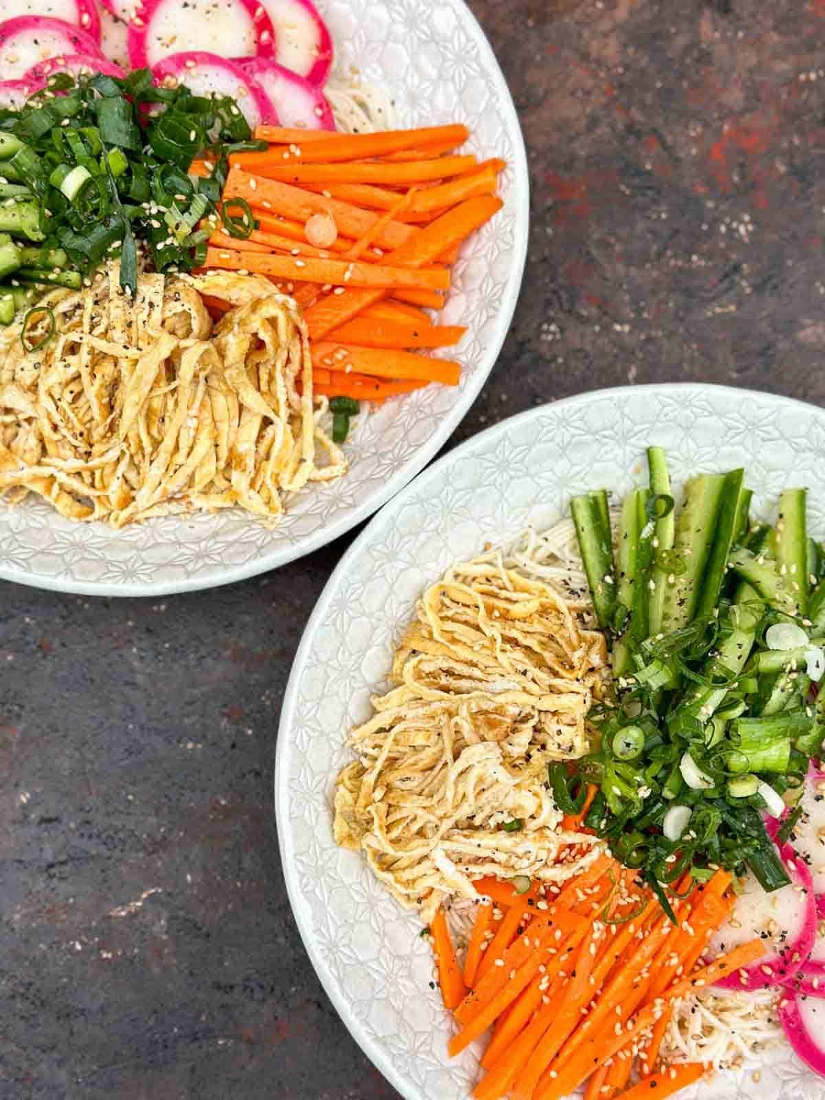 2 bowls of somen noodle salad