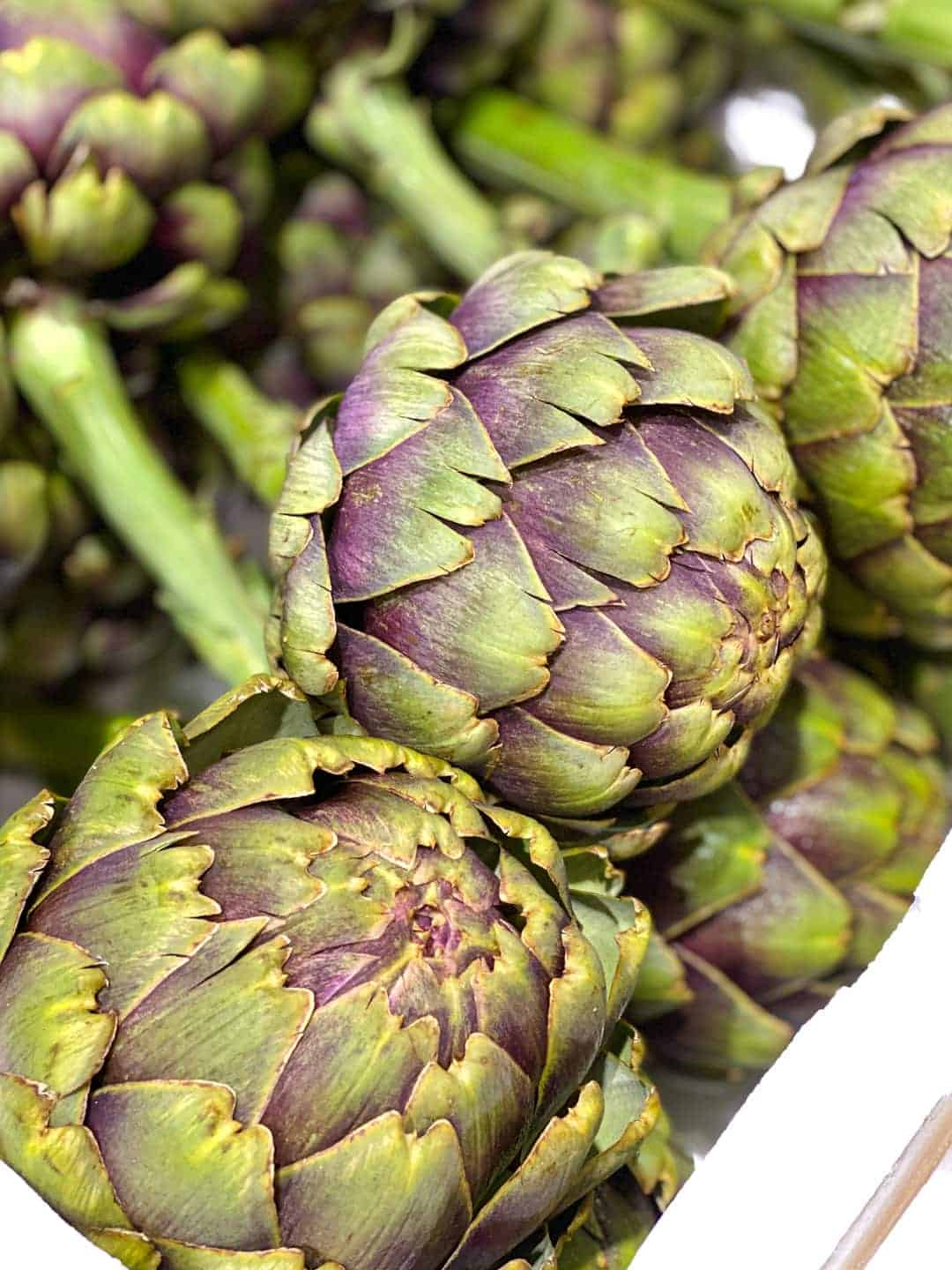 Bunch of whole artichokes