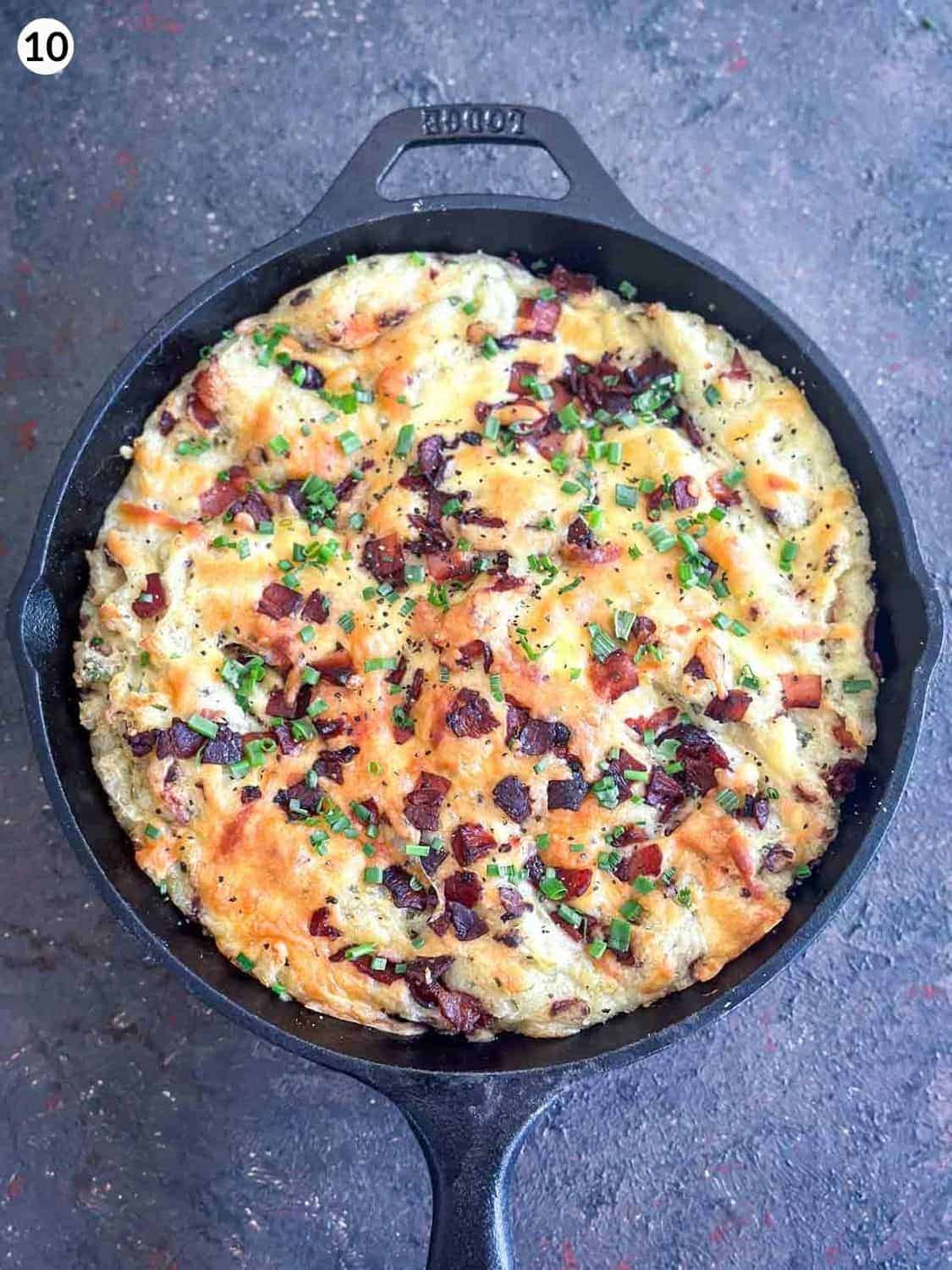 Twice Baked Mashed Potatoes in a skillet