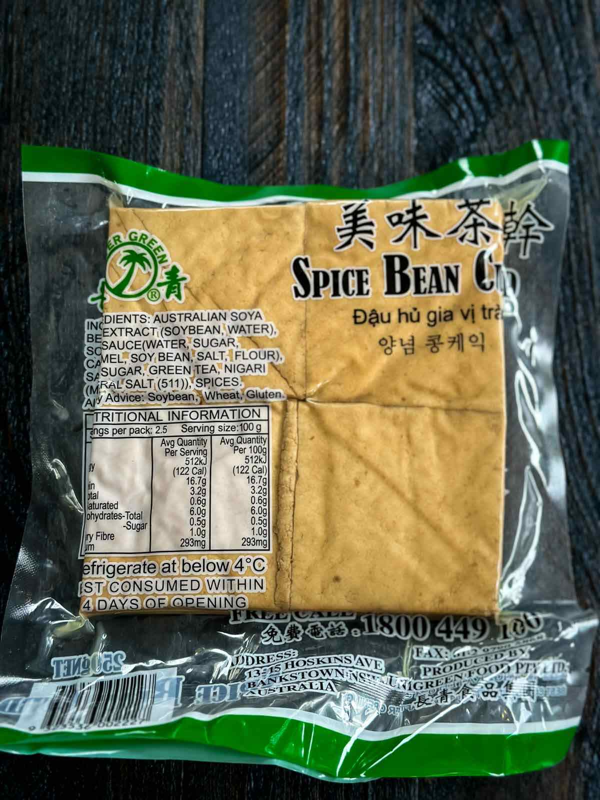 five spice tofu in its original packaging