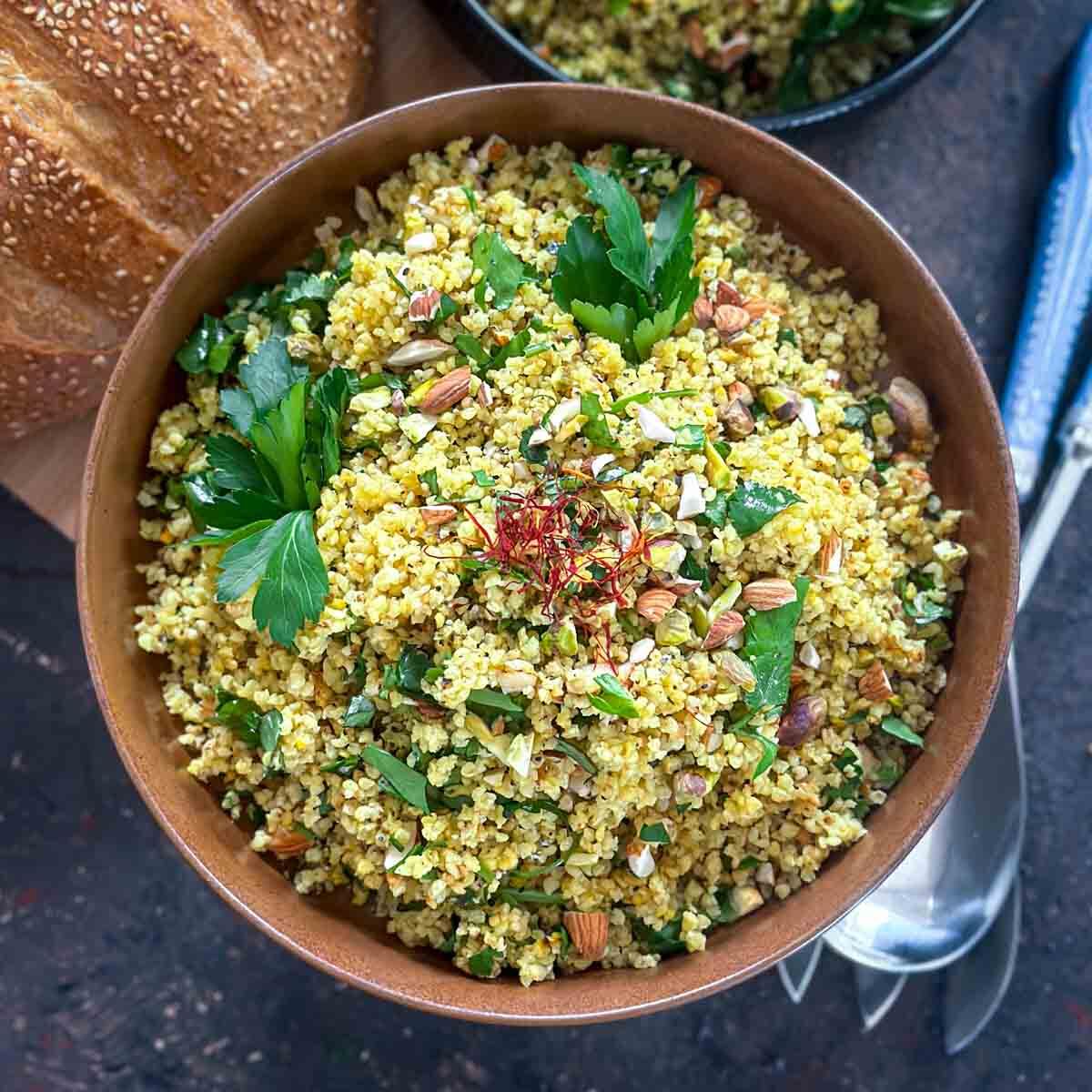 Vegan Millet Recipe in Saffron Broth | The Sidesmith