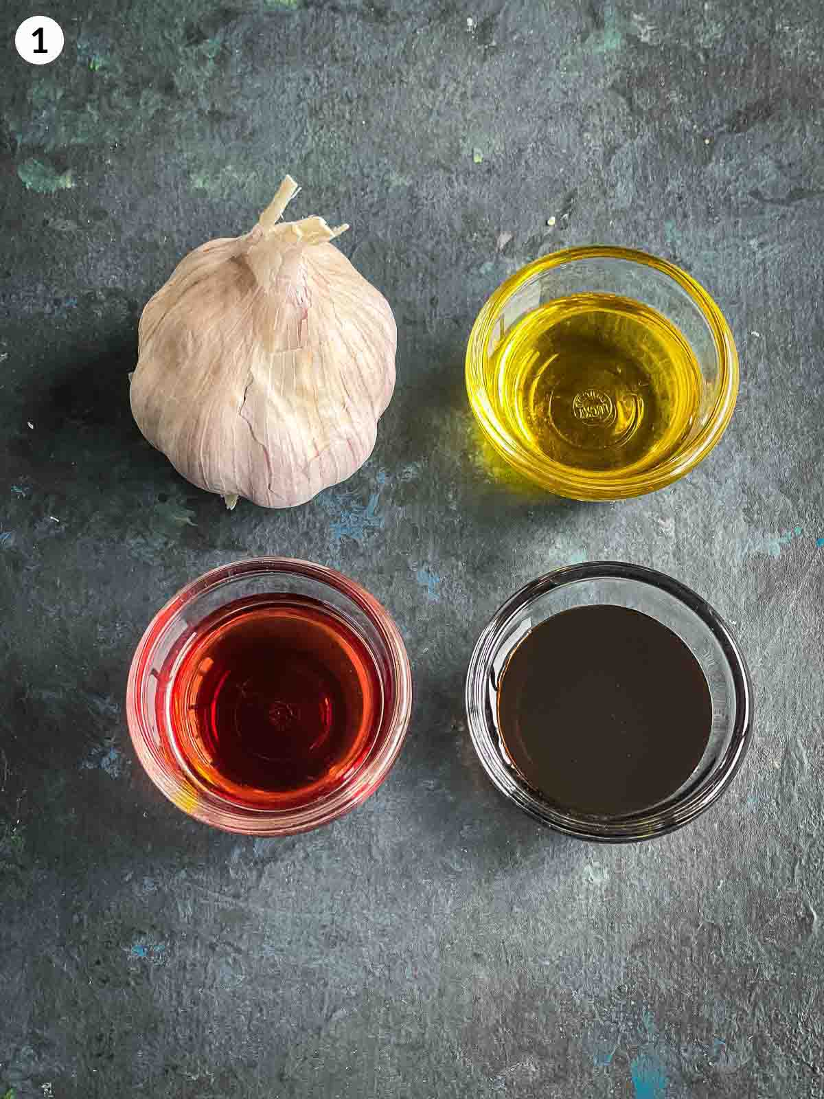 Individually labelled ingredients for Pomegranate Molasses Dressing
